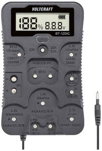 VOLTCRAFT Battery tester BT-12DIG Reading range (battery testers) 1.2 V, 1.5 V, 3 V, 3.7 V, 6 V, 9 V, 12 V Battery, Rechargeable VC-14340820