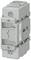 A grey electrical switch with screws. Letters 'N' are visible at the top and bottom.