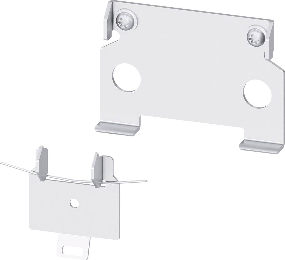 Metal parts with holes and brackets, possibly for mounting purposes, against a white background.