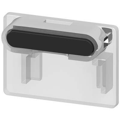 A rectangular plastic component with a protruding, oval rubber insert in the centre for fixing or mounting.