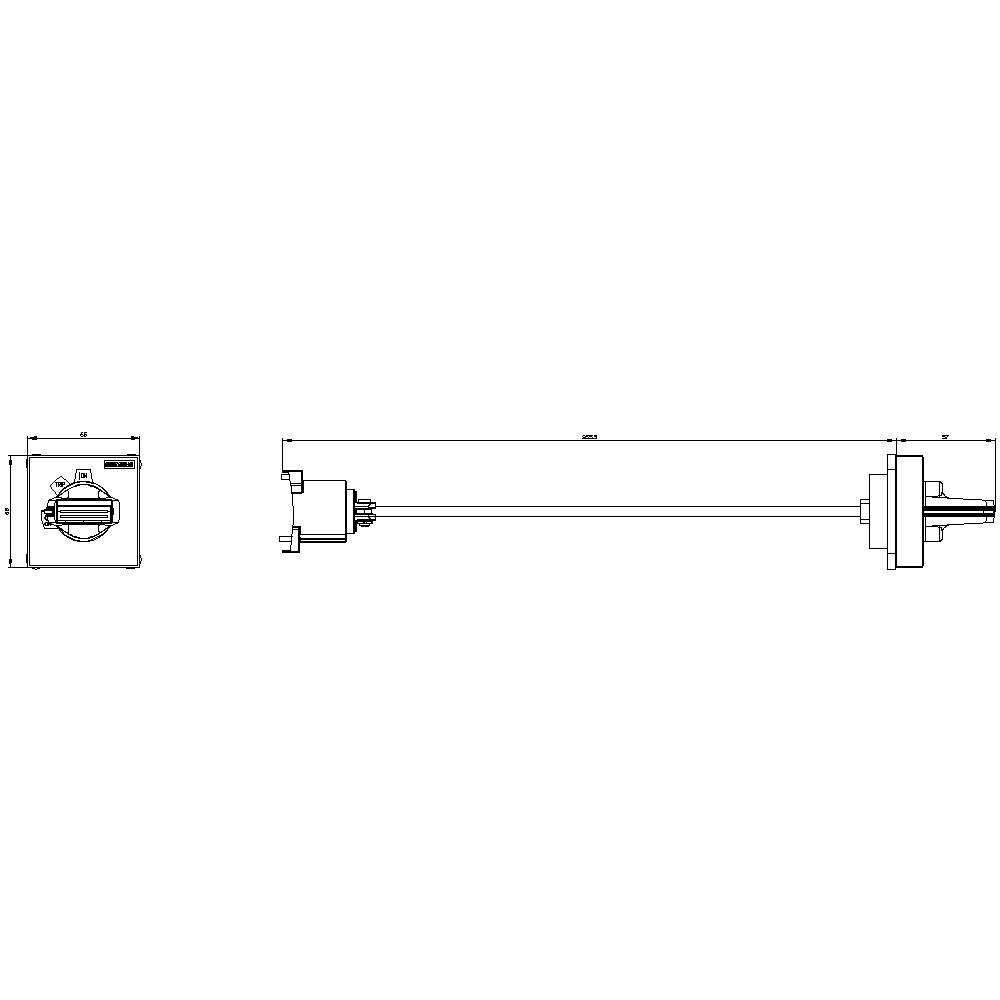 Technical drawing of an engine with cross-section and side view, dimensions indicated.
