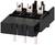 Black electrical connector module with multiple copper contacts, suitable for industrial or electronic applications.