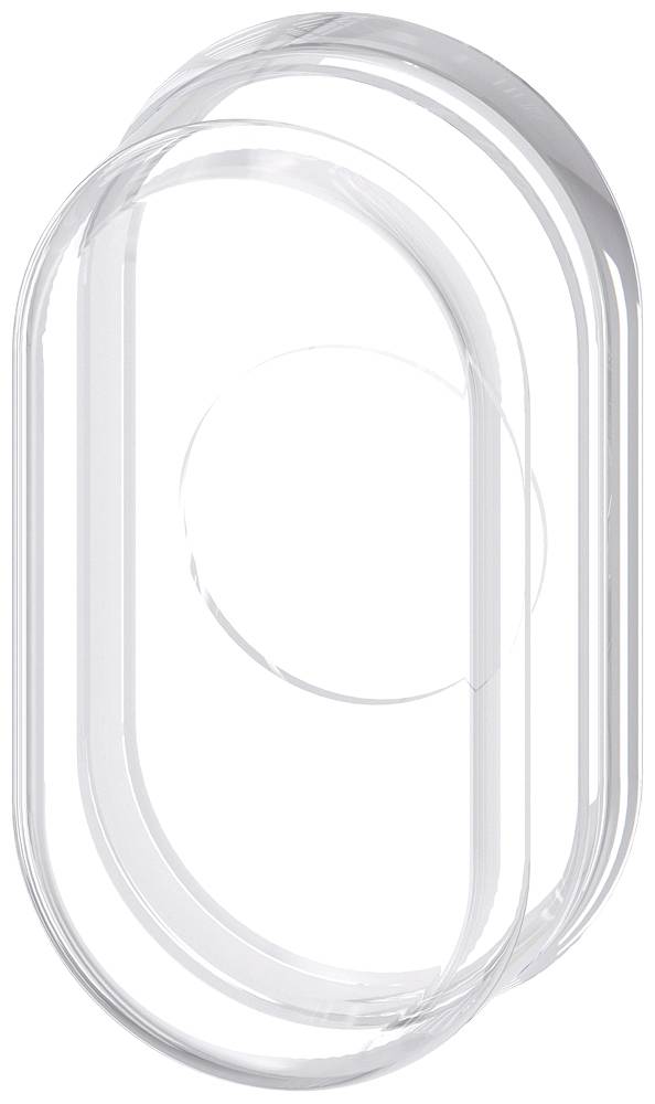 Three overlapping, transparent oval shapes, nested within each other, on a white background.