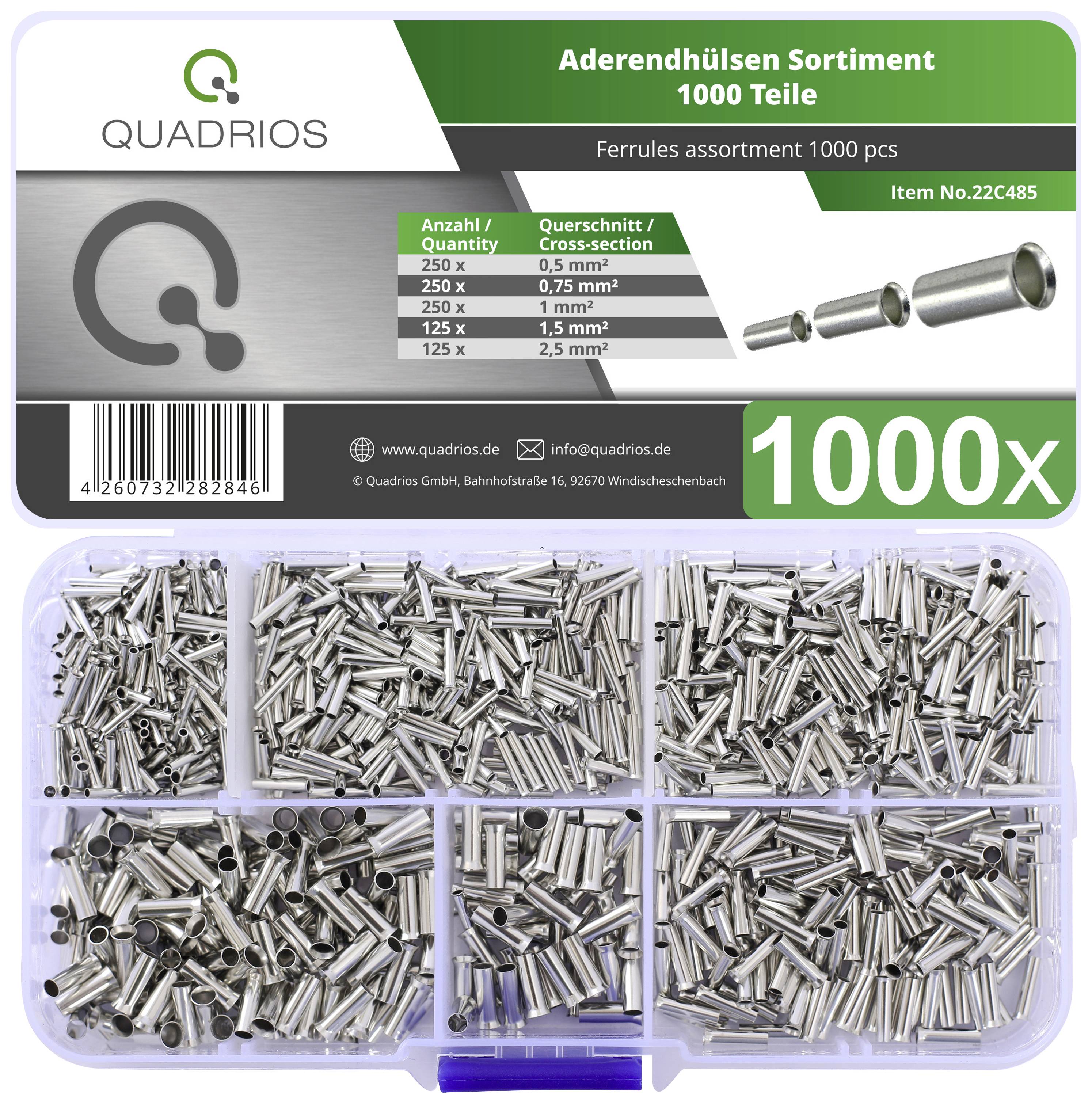 Quadrios 22C485 Ferrule set Not insulated 1000 pc(s)