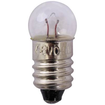 Metal light bulb with glass cover and screw thread, showing the base and filaments inside.