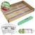 A box with various resistors, accompanying resistance strips, and a green resistance meter for measuring resistance.