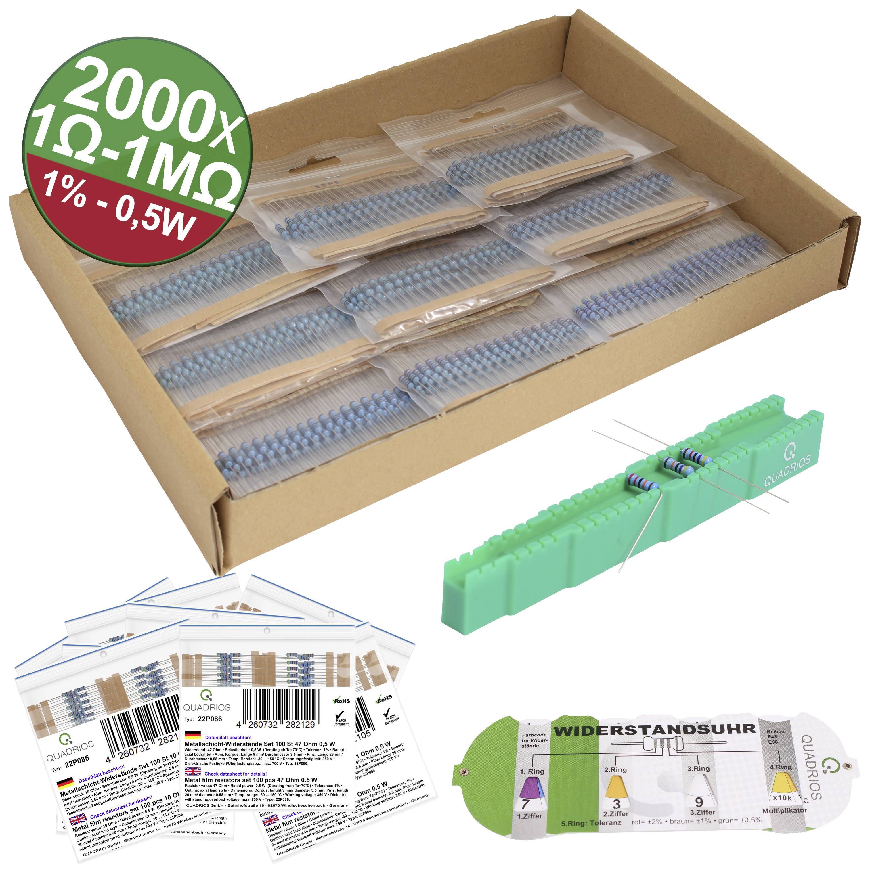 Quadrios 23P130 23P130 Metal film resistor Axial lead 0.5 W 1 % 2000 pc(s)