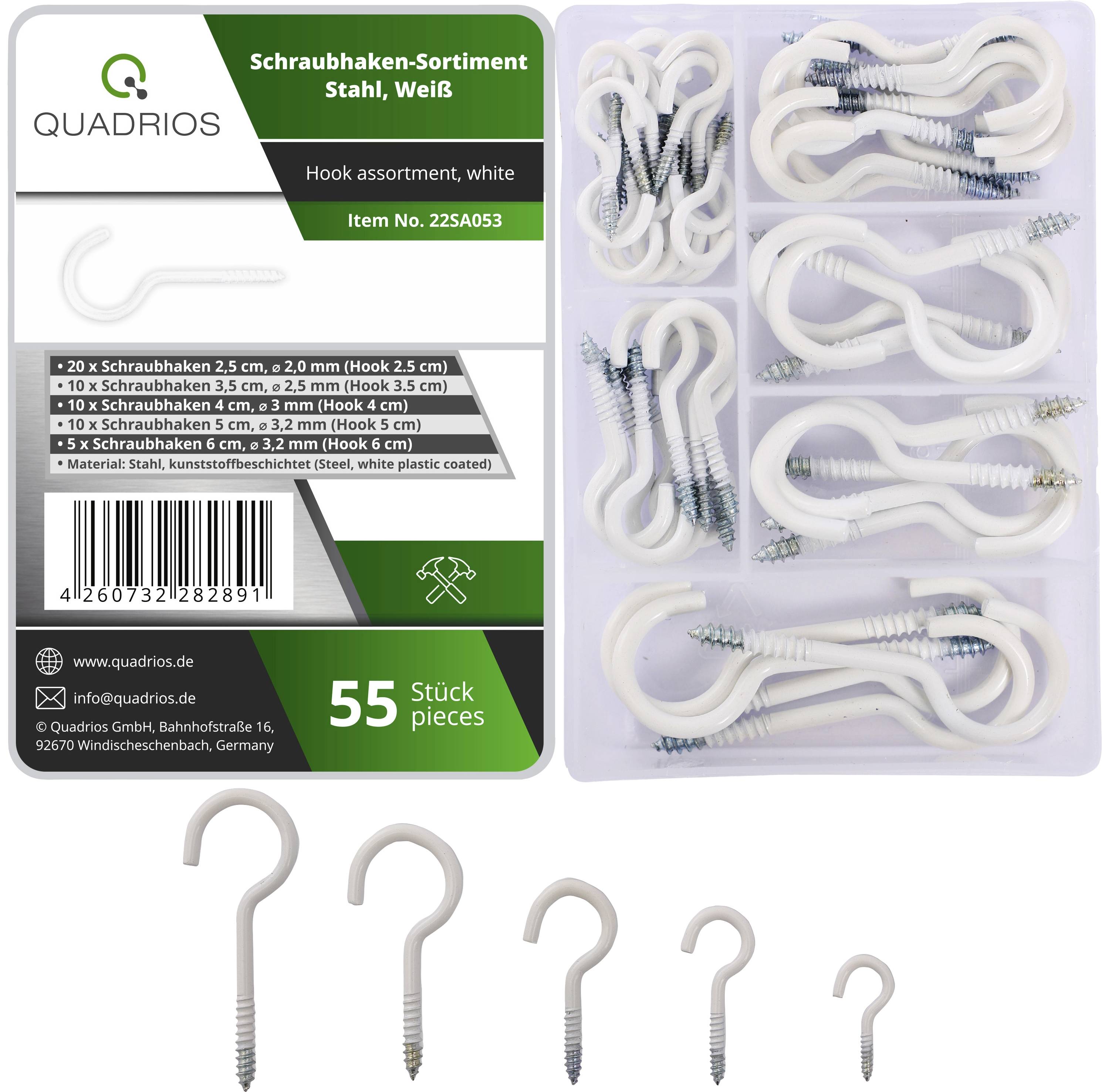 Quadrios 22SA053 Screw hook assortment white 55 parts 55 pc(s)