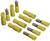 Yellow crimp connectors and cable lugs, ten in total, are lying on a white background. They are intended for electrical connections.