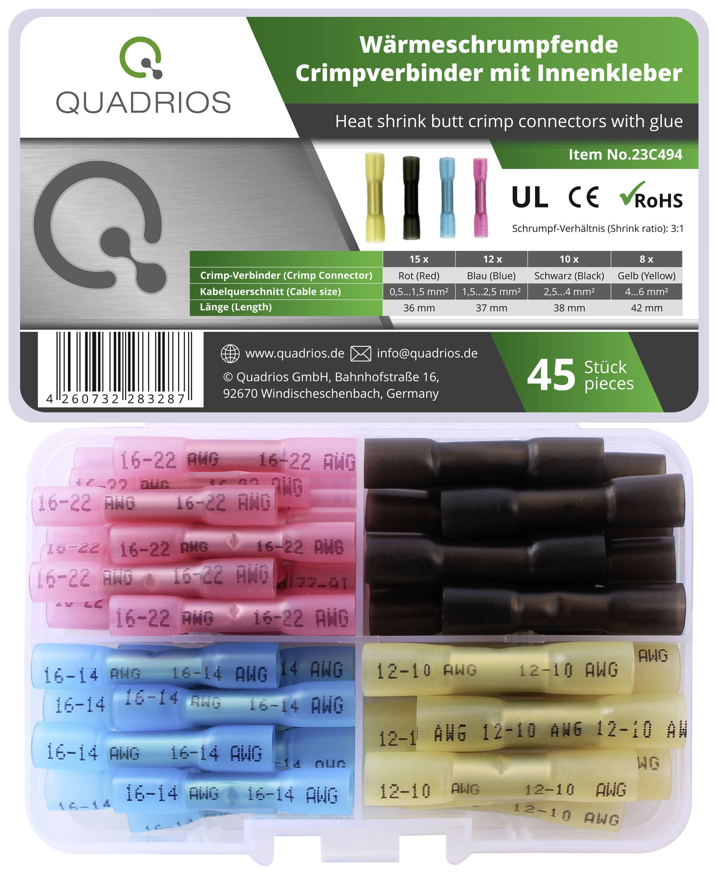 Quadrios 23C494 Butt joint 0.5 mm² 6 mm² Red, Blue, Black, Yellow 45 pc(s)