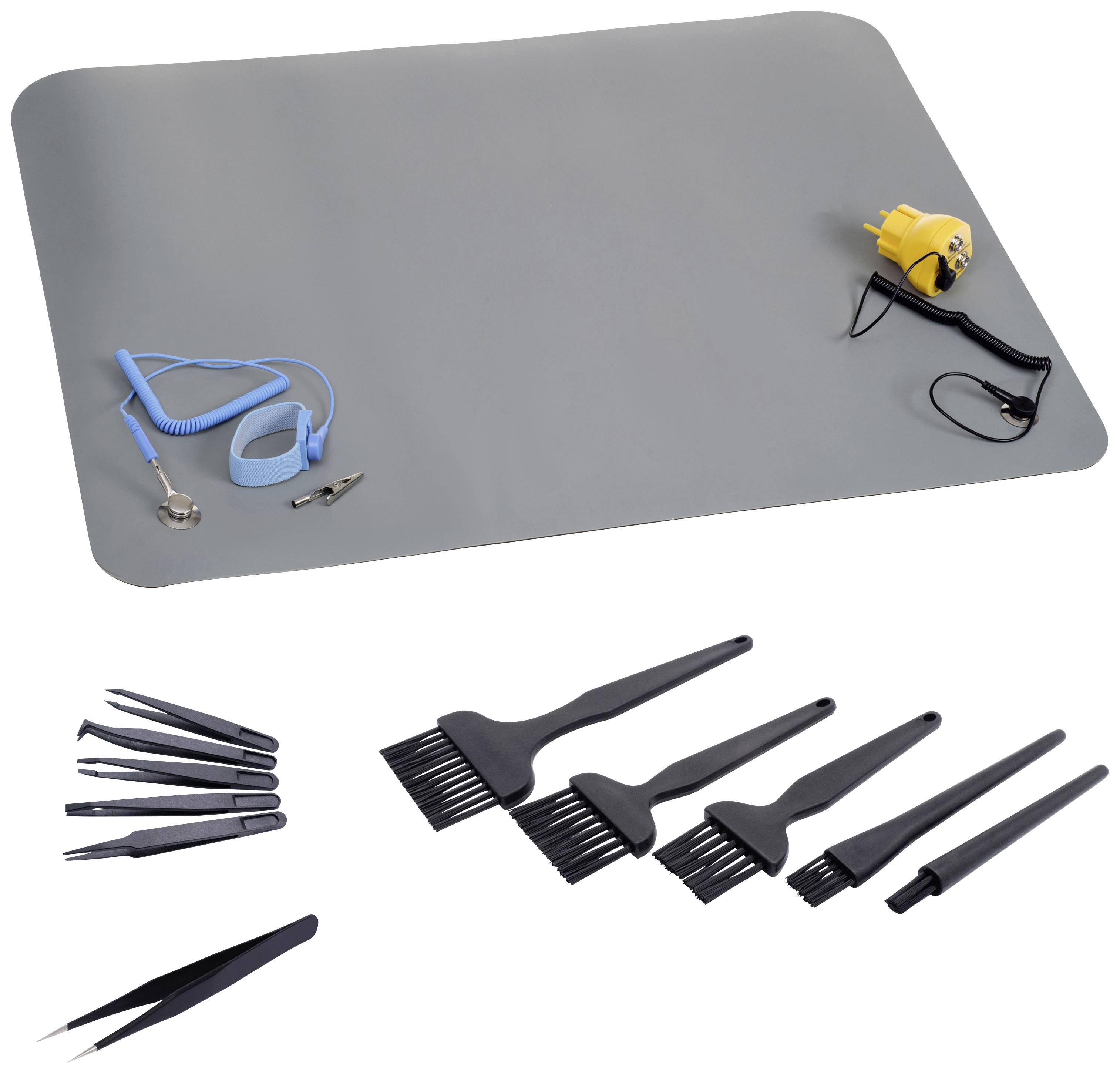 Quadrios ESD bench mat set Grey (L x W) 600 mm x 400 mm