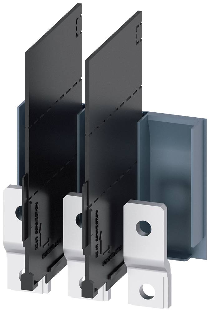Two black, vertically standing rectangular plates with metallic brackets at the bottom. They are arranged and mounted in parallel.