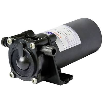 'A black, cylindrical water pump with an attached hose connector, designed for efficient liquid transportation.'
