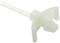 A white cable tie with a curved fastener, suitable for temporary fixing or bundling of cables.