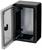 Black, rectangular, opening switch box with transparent lid. Suitable for simple mounting of electrical components.