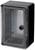 Wall-mounted, lockable plastic enclosure with transparent front, suitable for electrical installations.