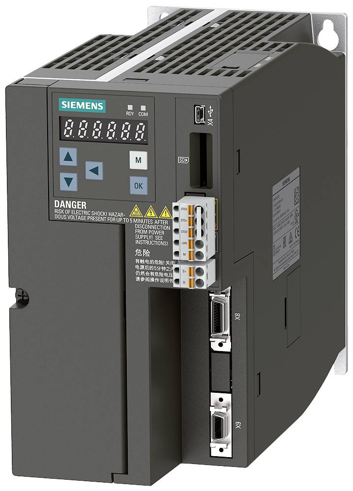 Siemens industrial computer with multiple ports and digital display, suitable for control and automation applications.