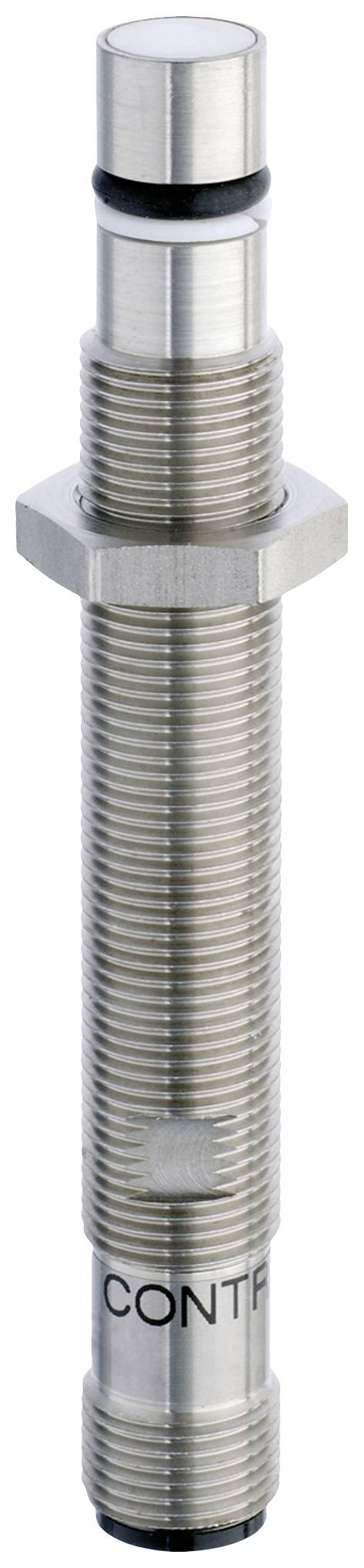 Metallic cylindrical sensor with thread, hexagonal mounting and two rubber seals. Text 'CONT' at the lower end.