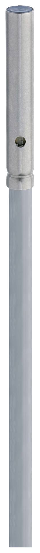 A silver, vertical metal pipe with a shorter, wider section at the top and a narrower, longer section at the bottom.