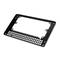 Black rectangular metal frame with perforated pattern at the bottom. Suitable for storing or attaching items.