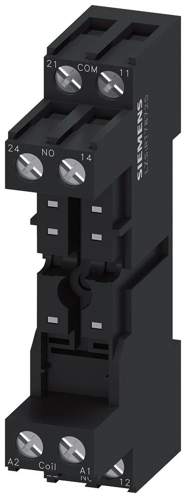 'Siemens Relay Socket 3TX7132-5CB10, suitable for control and automation applications, black rectangular shape with connections.'