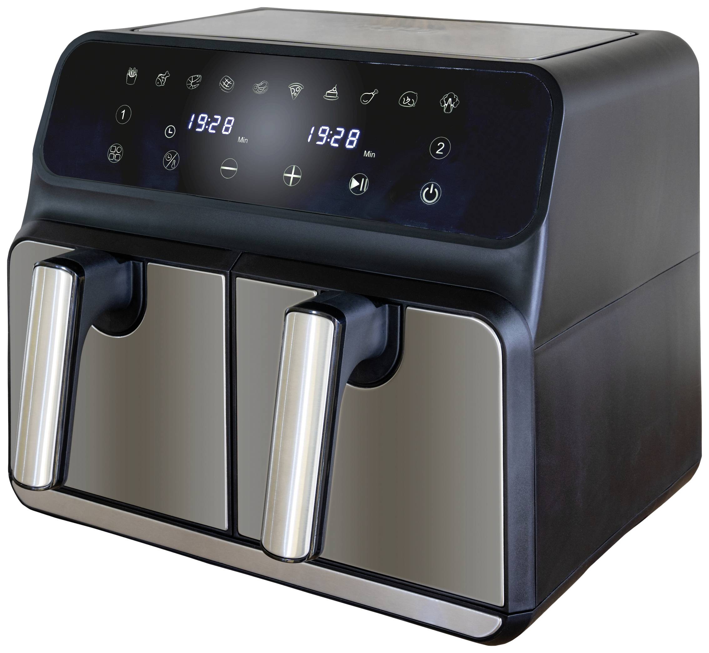 Unold TWIN ZONE Air fryer 8 l 1700 W 2 separate temperature knobs Black, Stainless steel