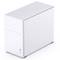 White, minimalist computer case with two USB ports on the front.