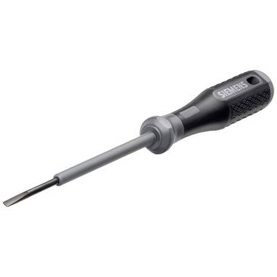 Flat-head screwdriver with a black handle, bearing the 'Siemens' branding. Suitable for slotted screws.