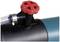 A blue-black pipe with a red valve. At the top, there is an attached hose, suggesting it is a water pipe.