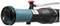 A black and blue hose with a red valve knob and a fan at the end. Part of a ventilation or pumping system.