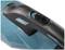 A cordless vacuum cleaner with a blue-black casing and control buttons on the top surface for adjusting suction power.