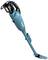 A blue, cordless vacuum cleaner with an ergonomic handle and battery compartment, suitable for flexible household cleaning applications.