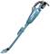 A blue cordless vacuum cleaner with a long handle and LED light. Suitable for cleaning floors and hard-to-reach areas.