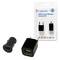 LogiLink USB Travel Adapter Set in Black with Plugs and USB Ports, Suitable for Car and Mains Charging. Packaging in the Background.