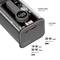 A black power bank with a dot-matrix display shows battery level. USB-C and USB-A ports provide 18 W/20 W input/output.