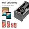 Smartphone charger with clock and multiple ports, which is compatible with various devices. Text above: 'Wide Compatibility'