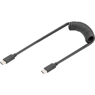 Image of Digitus AK-300431-006-S USB-C® Adapter [1x USB-C® - 1x USB-C®] Black Spiral cable 1 m