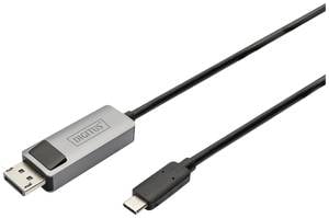 Digitus DB-300334-020-S DisplayPort / USB-C® Adapter [1x USB-C® - 1x DisplayPort plug] Black Shielded, Round 2 m