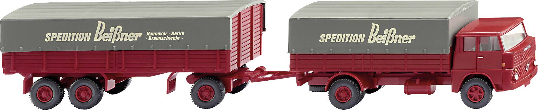 Image of Wiking 041203 H0 HGV Henschel Platform trailer HS 14/16 Forwarding agency Beißner