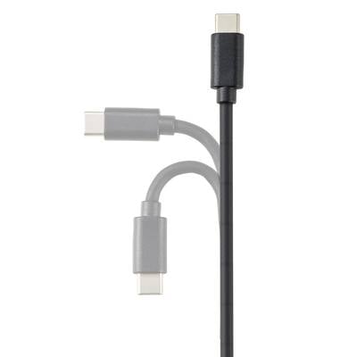 'Three USB-C cables in different positions and colours. A black cable stands out in front of two grey cables hinted at in the background.'