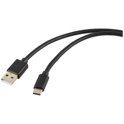 A black USB cable with a USB-A plug and a USB-C plug, used for data transfer and charging.