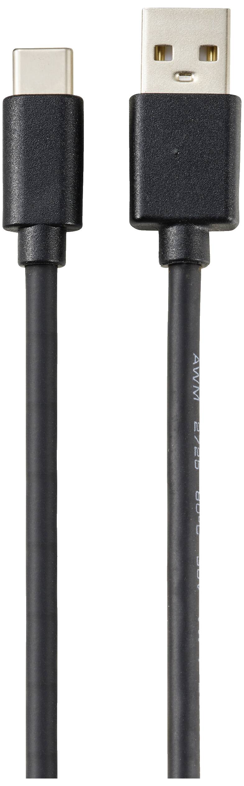 Two cables with USB-C and USB-A connectors in black.