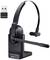 Wireless Bluetooth headset with microphone and USB dongle, positioned on a charging station. Ideal for calls and video conferences.