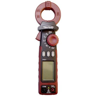 Digital multimeter with clamp function, used for measuring current, voltage and resistance. Includes display and multiple buttons.