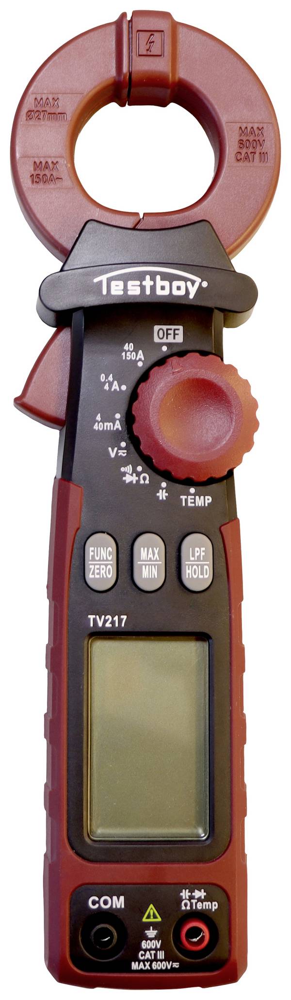 Testboy TV 217 Clamp meter Digital incl. bag CAT III 600 V Display (counts): 4000