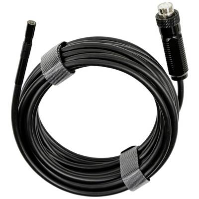 A longer black coaxial cable is coiled and secured with hook-and-loop fasteners.