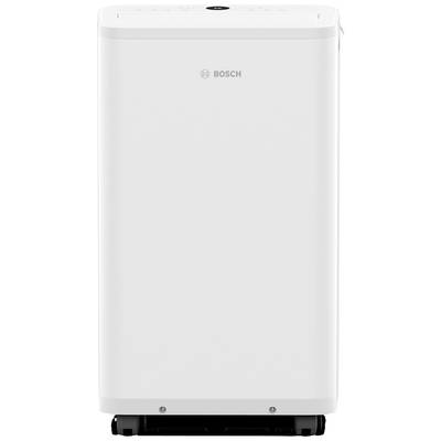 A white Bosch appliance, presumably a fridge, with a minimalist design and brand logo in the centre of the front panel.