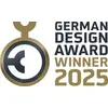 'German Design Award Winner 2025' Logo, displaying a stylised medallion in gold and black, symbolising outstanding design.
