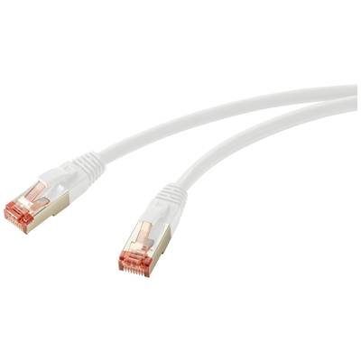 Two white network cables with orange connectors.