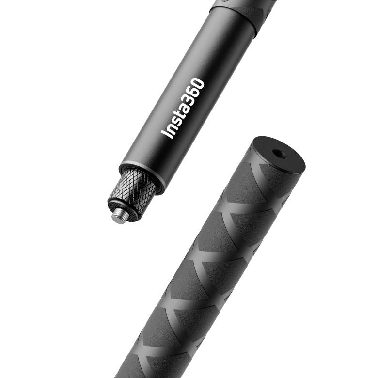 Two-part extension tripod with textured grip. Suitable for camera or light mounting for flexible height adjustment.